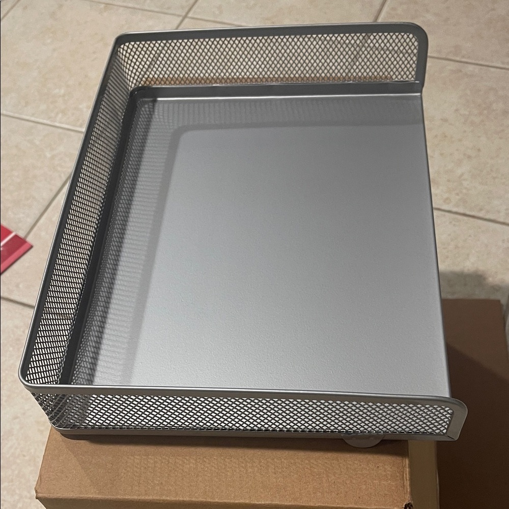 Silver Mesh Desk Tray - Home Office Organizer